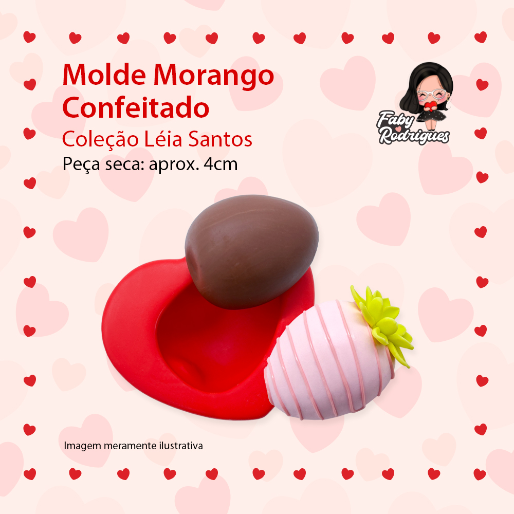 Molde de silicone Morango Confeitado - Léia Santos