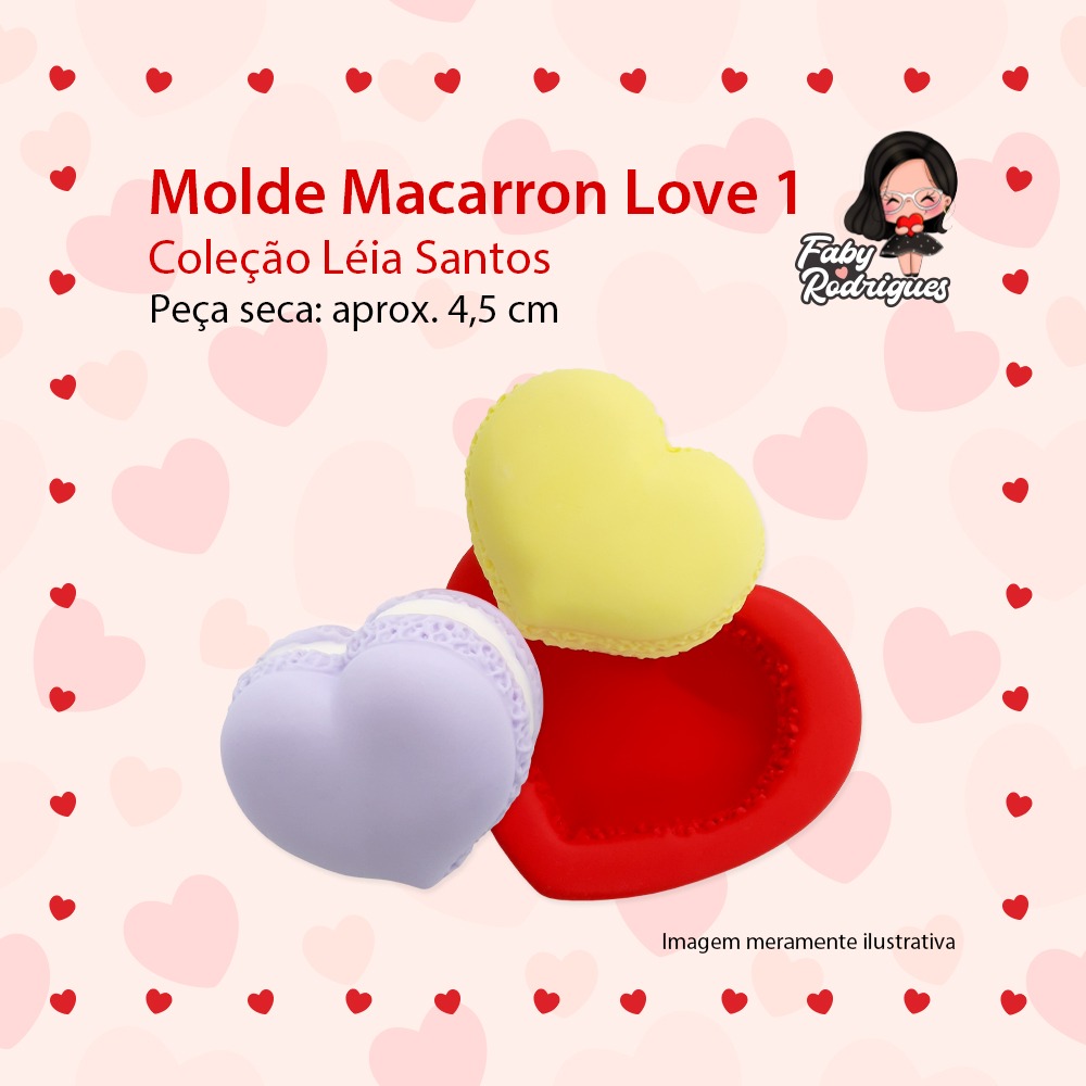 Molde de Silicone Macarron Love 1 - Léia