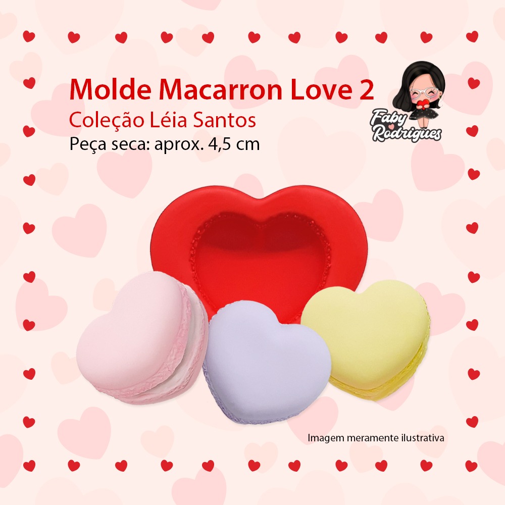 Molde de Silicone Macarron Love 2 - Léia