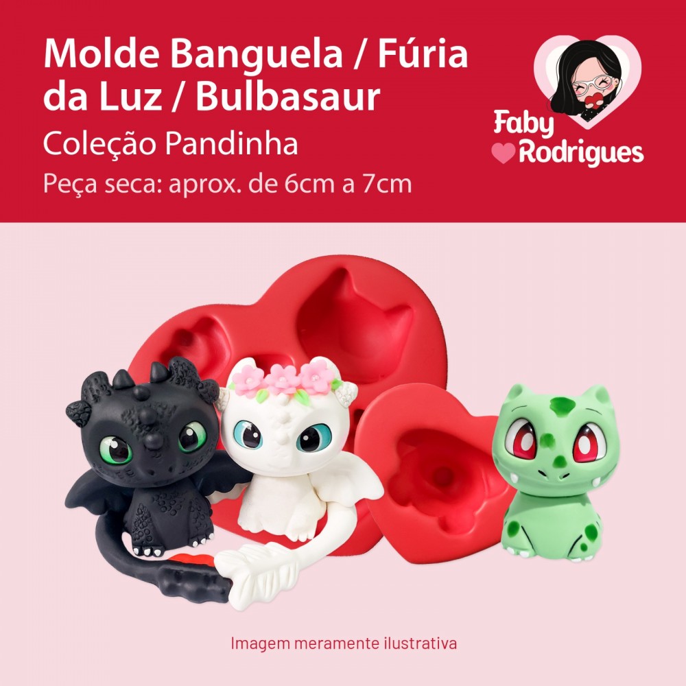 Molde de Silicone Banguela, Furia da Luz e Bulbasaur - Pandinha