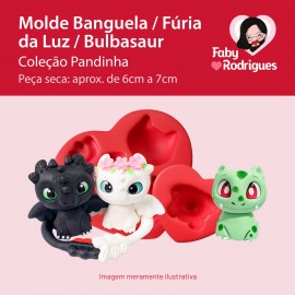 Molde de Silicone Banguela, Furia da Luz e Bulbasaur - Pandinha