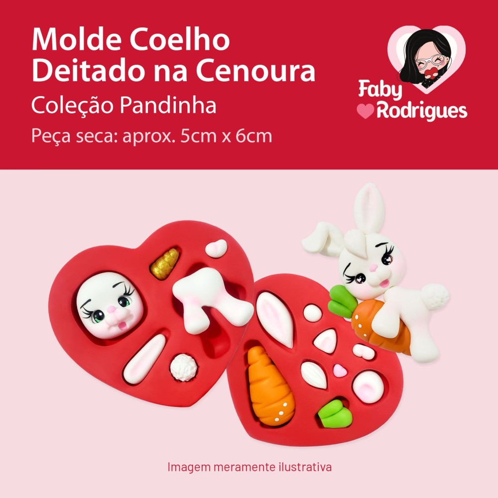 Molde de Silicone Coelho Deitado na Cenoura - Pandinha