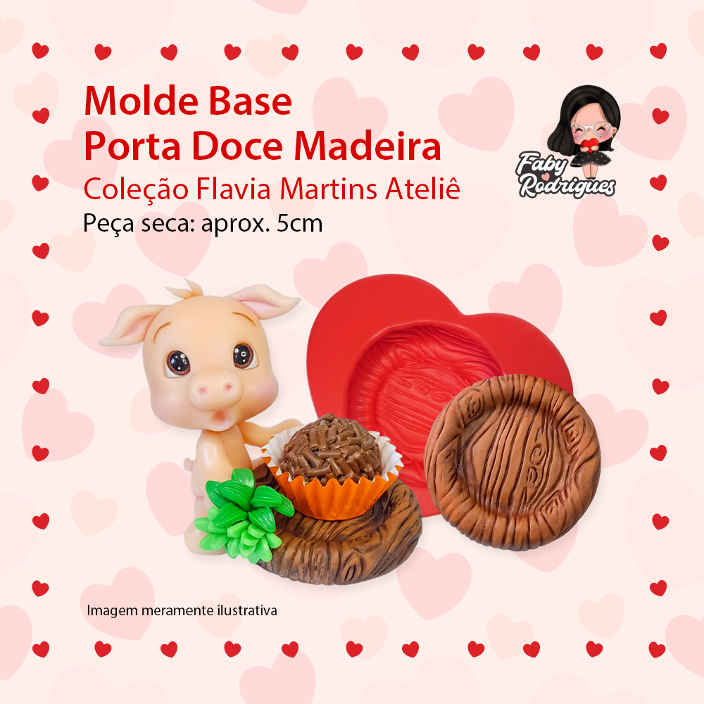 Molde de silicone Base Porta Doce Madeira - Flavia Martins