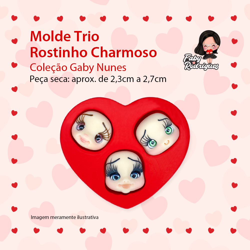 Molde de silicone Trio Rostinho Charmoso - Gaby Nunes