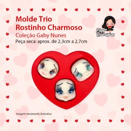 Molde de silicone Trio Rostinho Charmoso - Gaby Nunes