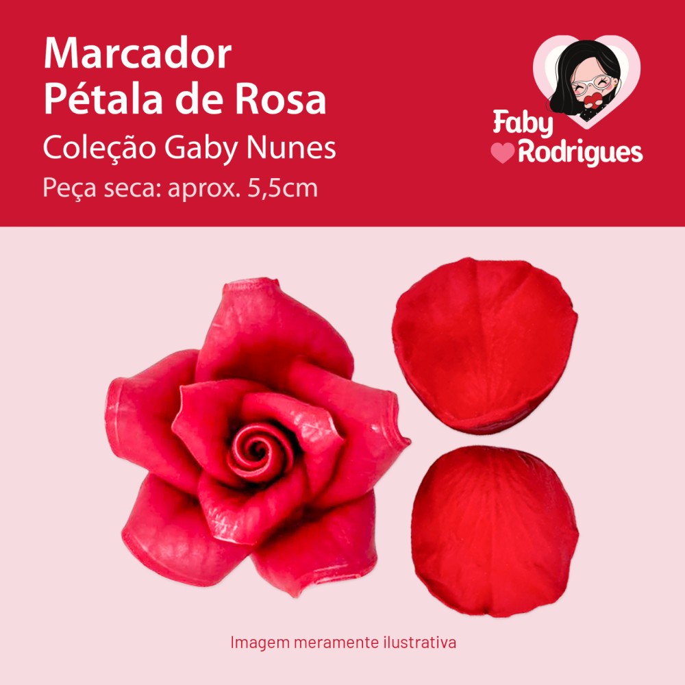 Molde de silicone Marcador Petala de Rosa - Gaby Nunes