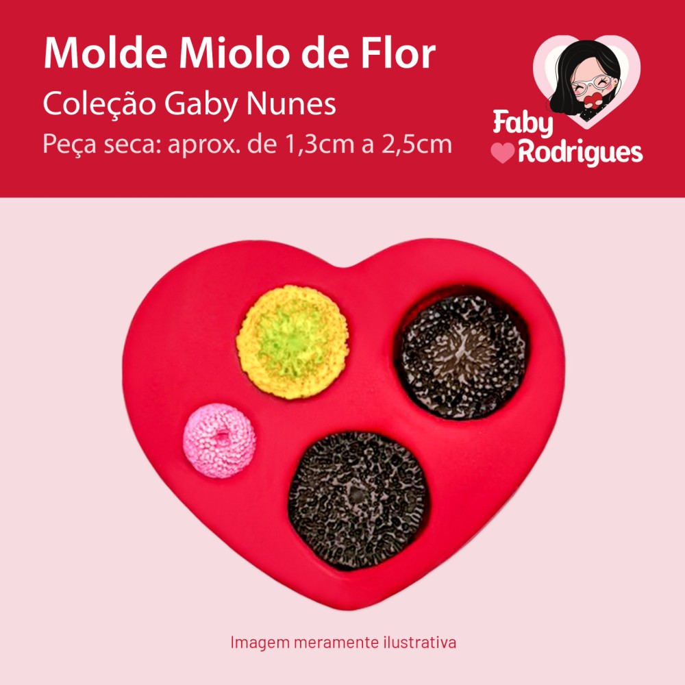 Molde de silicone Miolo de Flor - Gaby Nunes