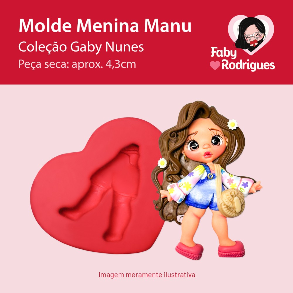 Molde de silicone Menina Manu - Gaby Nunes