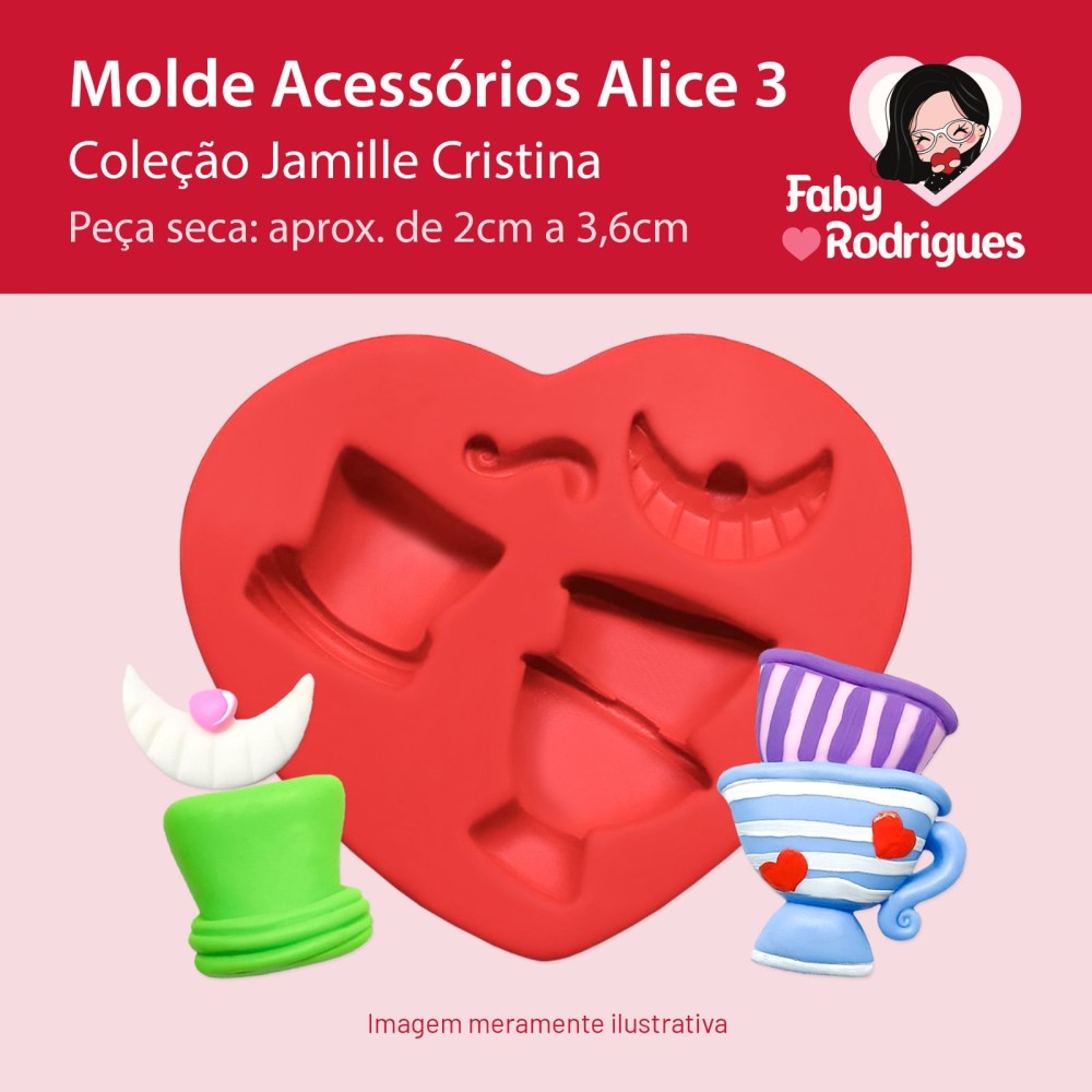 Molde de Silicone Acessórios Alice 3 - Jamille Cristina
