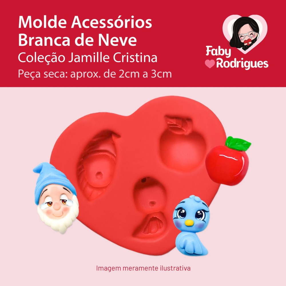 Molde de Silicone Acessórios Branca de Neve - Jamille Cristina