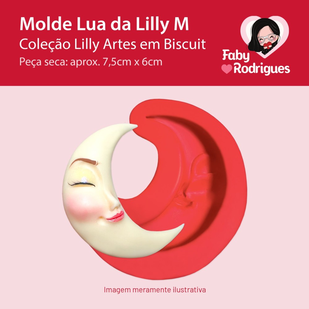 Molde de silicone Lua da Lilly M - Lilly Artes em Biscuit