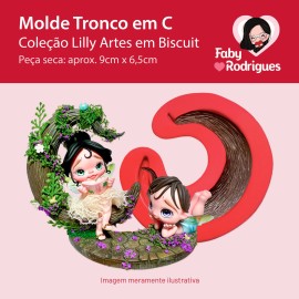 Molde de silicone Tronco em C - Lilly Artes em Biscuit