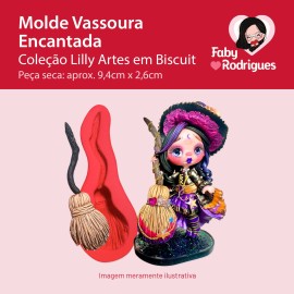 Molde de silicone Vassoura Encantada - Lilly Artes em Biscuit