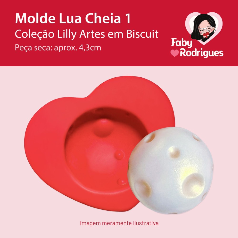 Molde de silicone Lua Cheia 1 - Lilly Artes em Biscuit