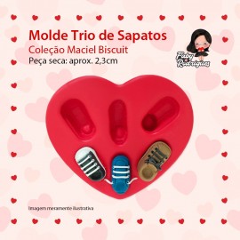 Molde De Silicone Trio de Sapatos - Maciel