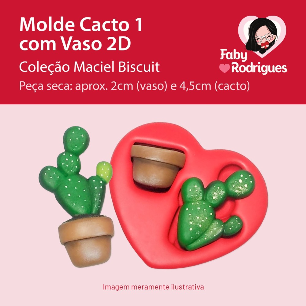 Molde De Silicone Cacto 1 Com Vaso 2D - Maciel