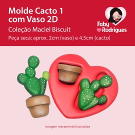 Molde De Silicone Cacto 1 Com Vaso 2D - Maciel