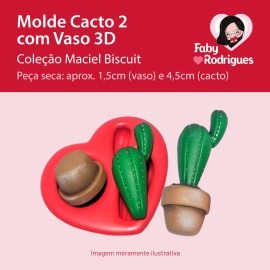 Molde De Silicone Cacto 2 Com Vaso 3D - Maciel