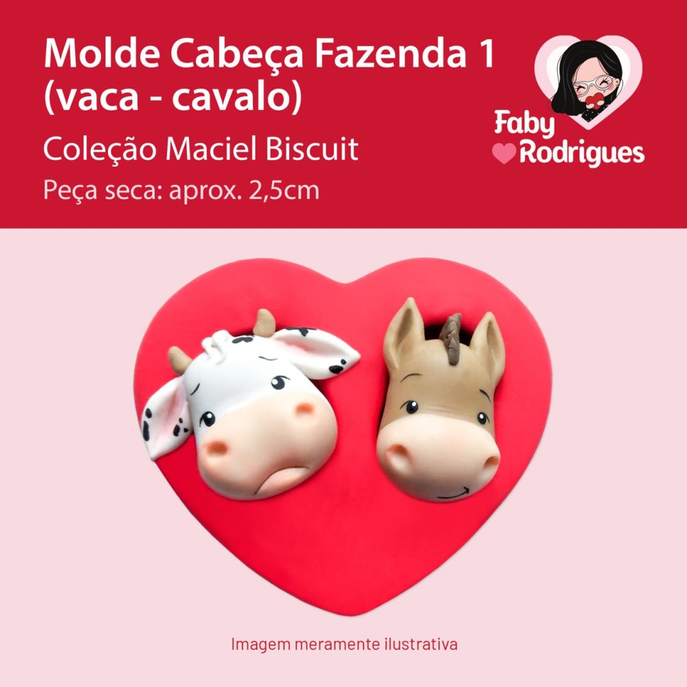 Molde De Silicone Cabeça Fazenda 1 (Vaca - Cavalo) - Maciel