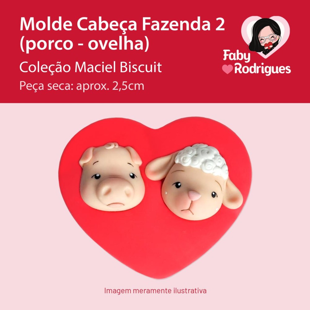 Molde De Silicone Cabeça Fazenda 2 (Porco - Ovelha) - Maciel