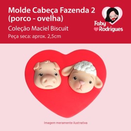 Molde De Silicone Cabeça Fazenda 2 (Porco - Ovelha) - Maciel