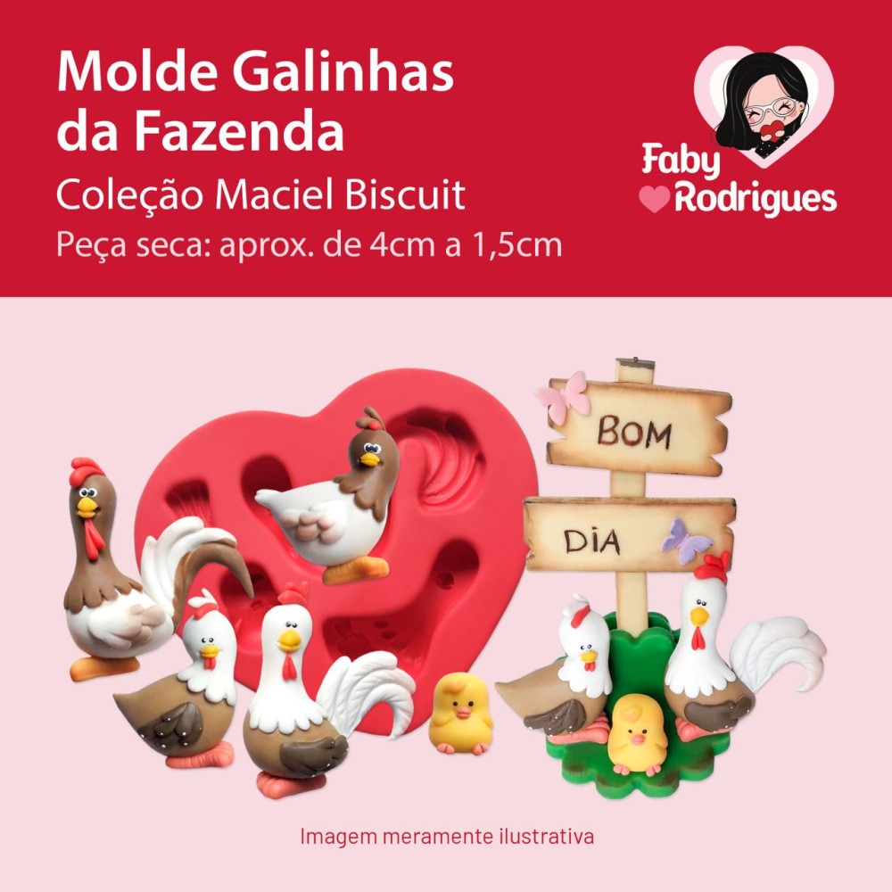 Molde De Silicone Galinhas da Fazenda - Maciel