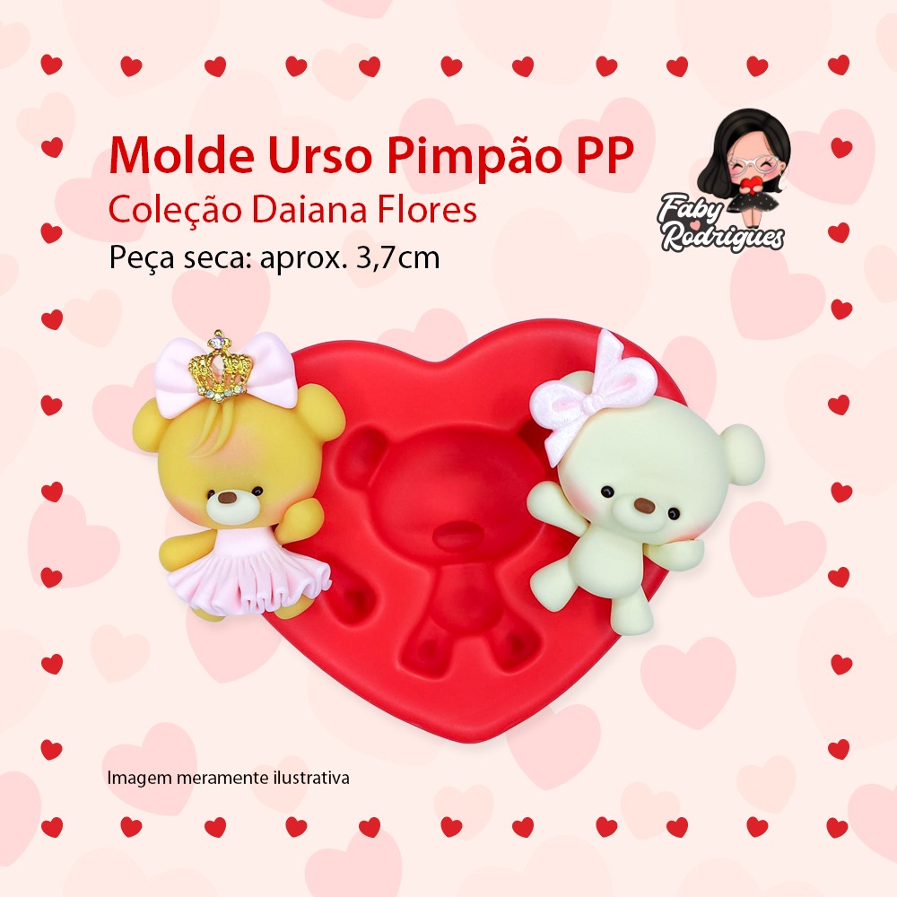 Molde De Silicone Urso Pimpao PP - DAIANA FLORES