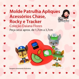 Molde de silicone Patrulha apliques Acessórios Chase, Rocky e Tracker - Daiana Flores