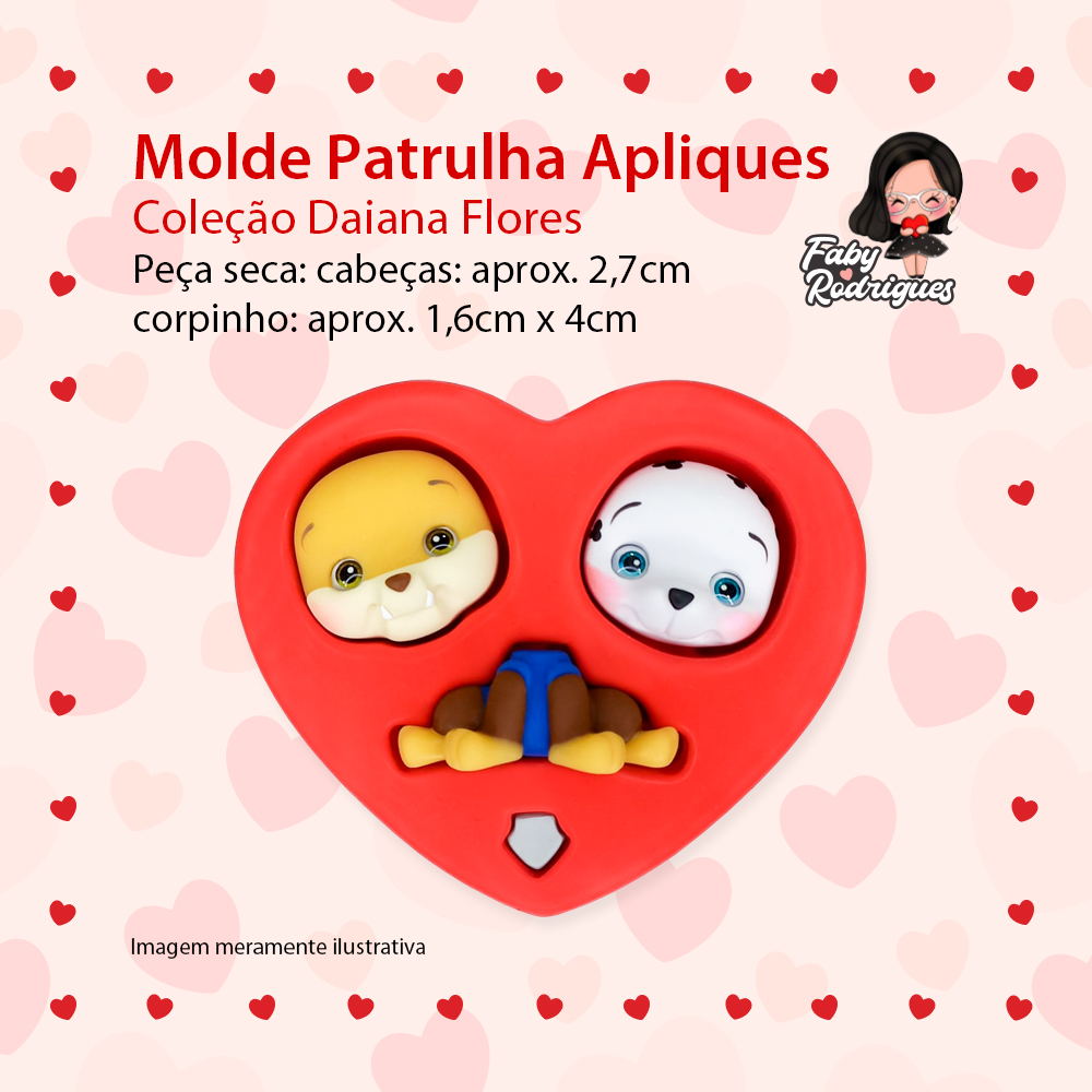 Molde de silicone Patrulha Apliques - Daiana Flores