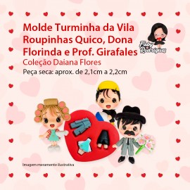 Molde de silicone Turminha da Vila Roupinhas Quico, Dona Florinda e Prof. Girafales - Daiana Flores