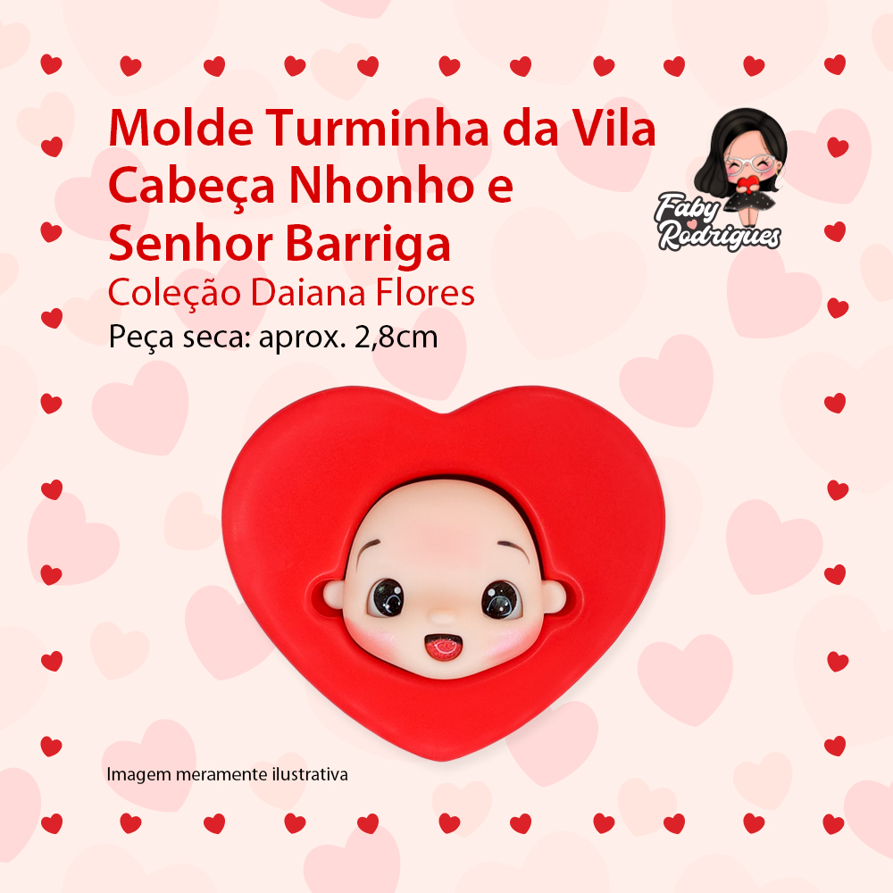 Molde de silicone Turminha da Vila Cabeça Nhonho e Senhor Barriga - Daiana Flores