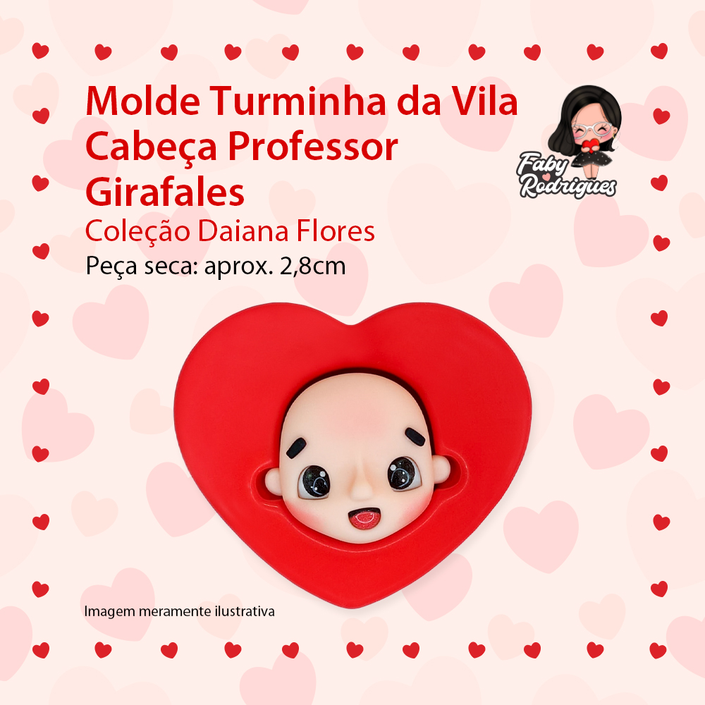 Molde de silicone Turminha da Vila Cabeça Professor Girafales - Daiana Flores