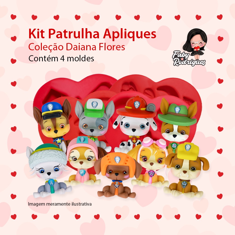 Molde de silicone  Kit Patrulha - Daiana Flores