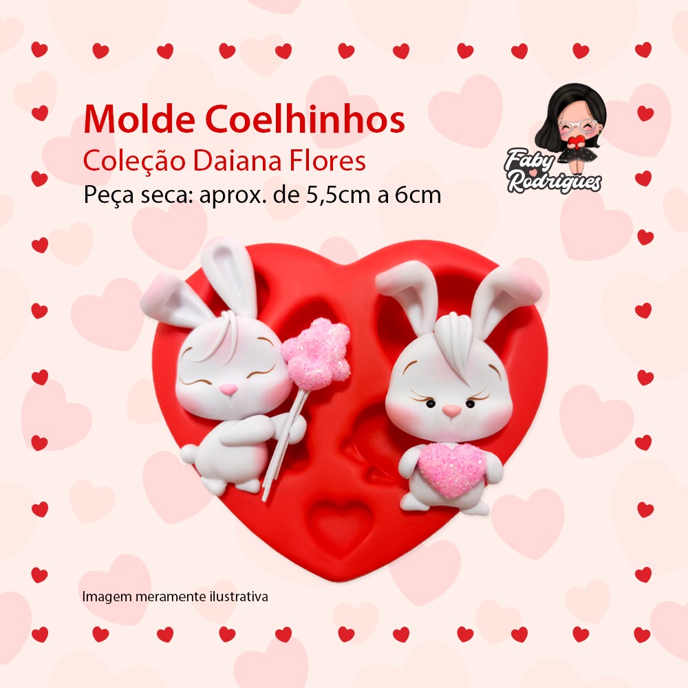 Molde de silicone Coelhinhos - Daiana Flores