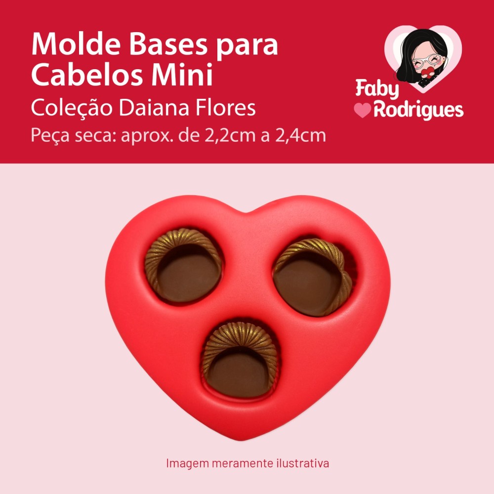 Molde de silicone Bases Para Cabelos Mini - Daiana Flores