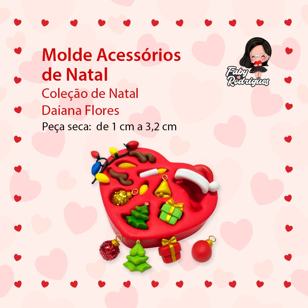 Molde de Silicone Acessórios De Natal - Daiana Flores