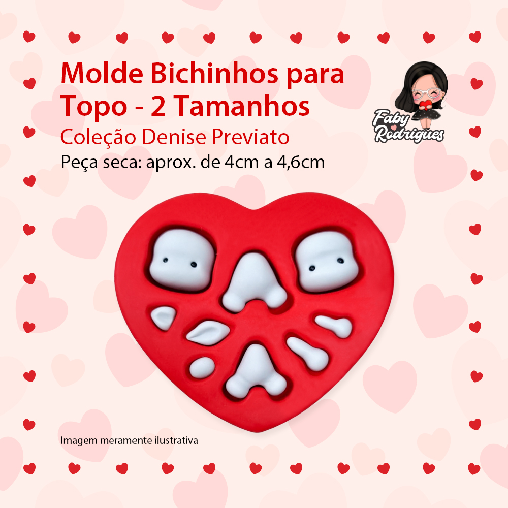 Molde de silicone Bichinhos Para Topo 2 Tamanhos - Denise Previato