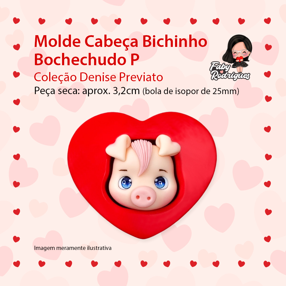 Molde de silicone Cabeça Bichinho Bochechudo P - Denise Previato