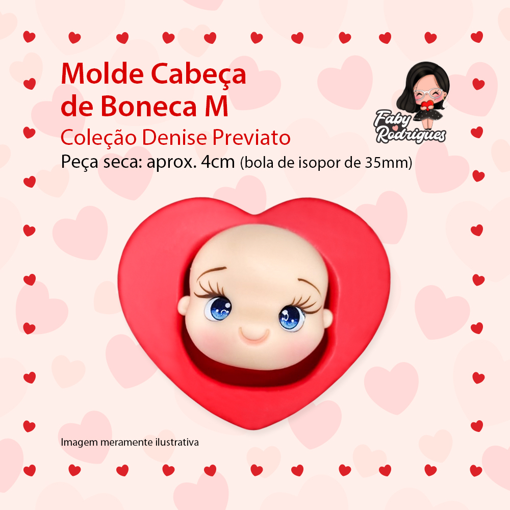 Molde de silicone Cabeça de Boneca M - Denise Previato