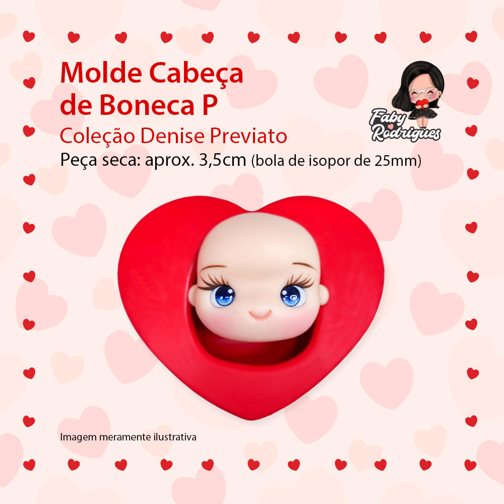 Molde de silicone Cabeça de Boneca P - Denise Previato