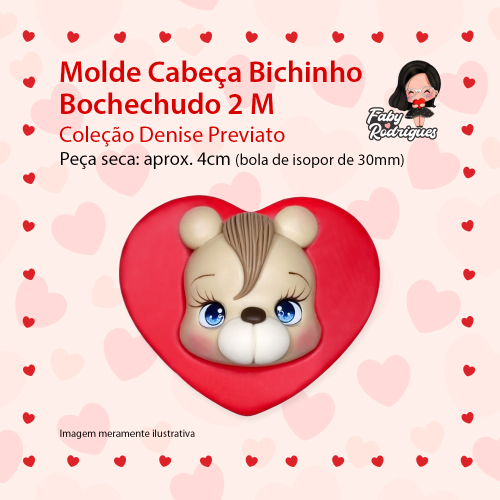 Molde de silicone Cabeça Bichinho Bochechudo 2 M - Denise Previato