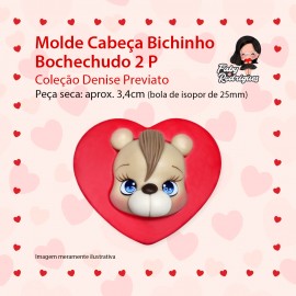 Molde de silicone Cabeça Bichinho Bochechudo 2 P - Denise Previato