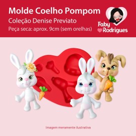 Molde de silicone Coelho Pompom - Denise Previato