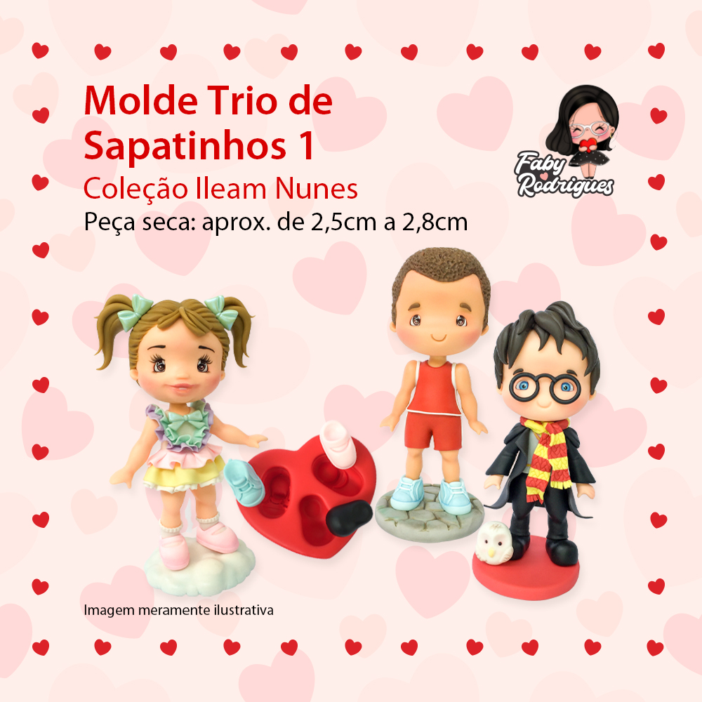 Molde de silicone Trio de Sapatinhos 1 - Ileam Nunes