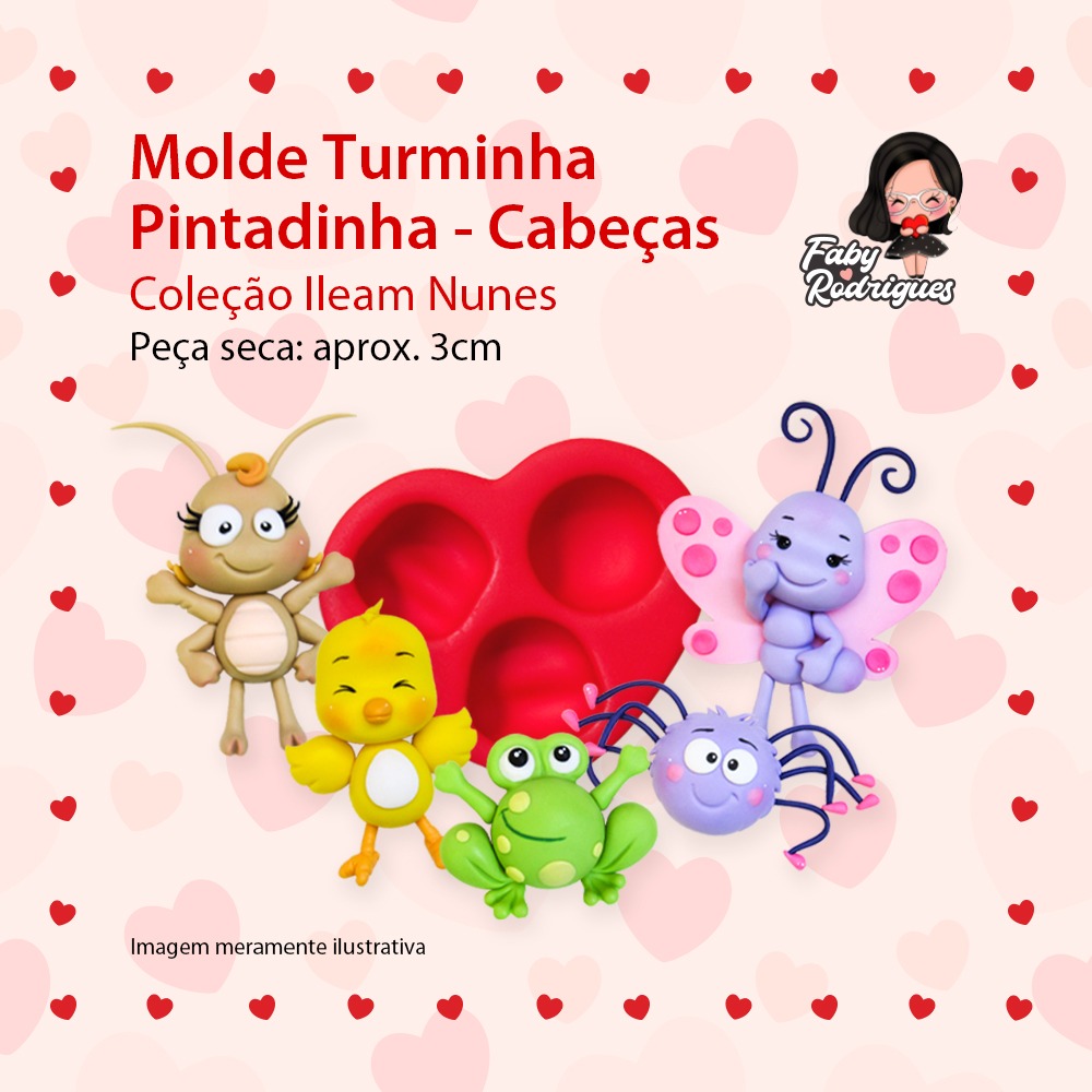 Molde de silicone Turminha Pintadinha Cabeças - Ileam Nunes