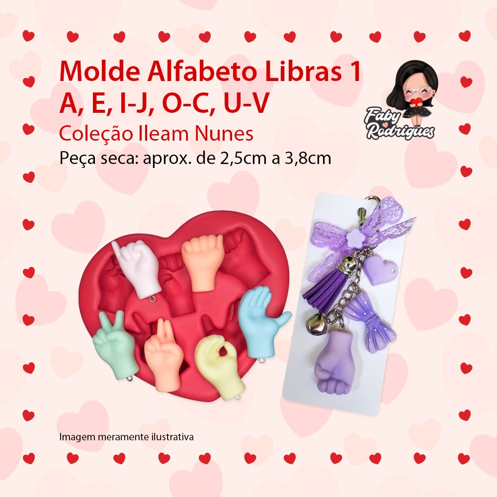 Molde de silicone Alfabeto Libras 1  - Ileam Nunes