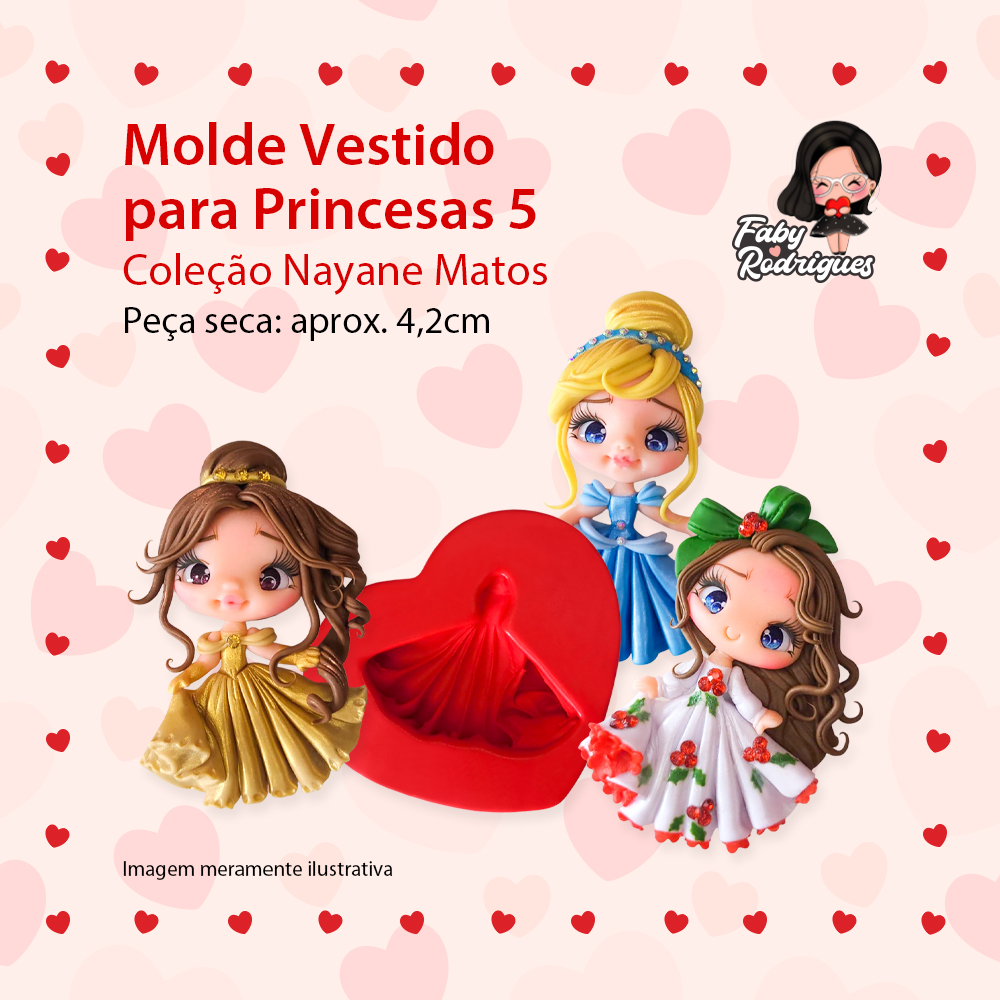 Molde de silicone Vestido Para Princesas 5 - Nayane Matos