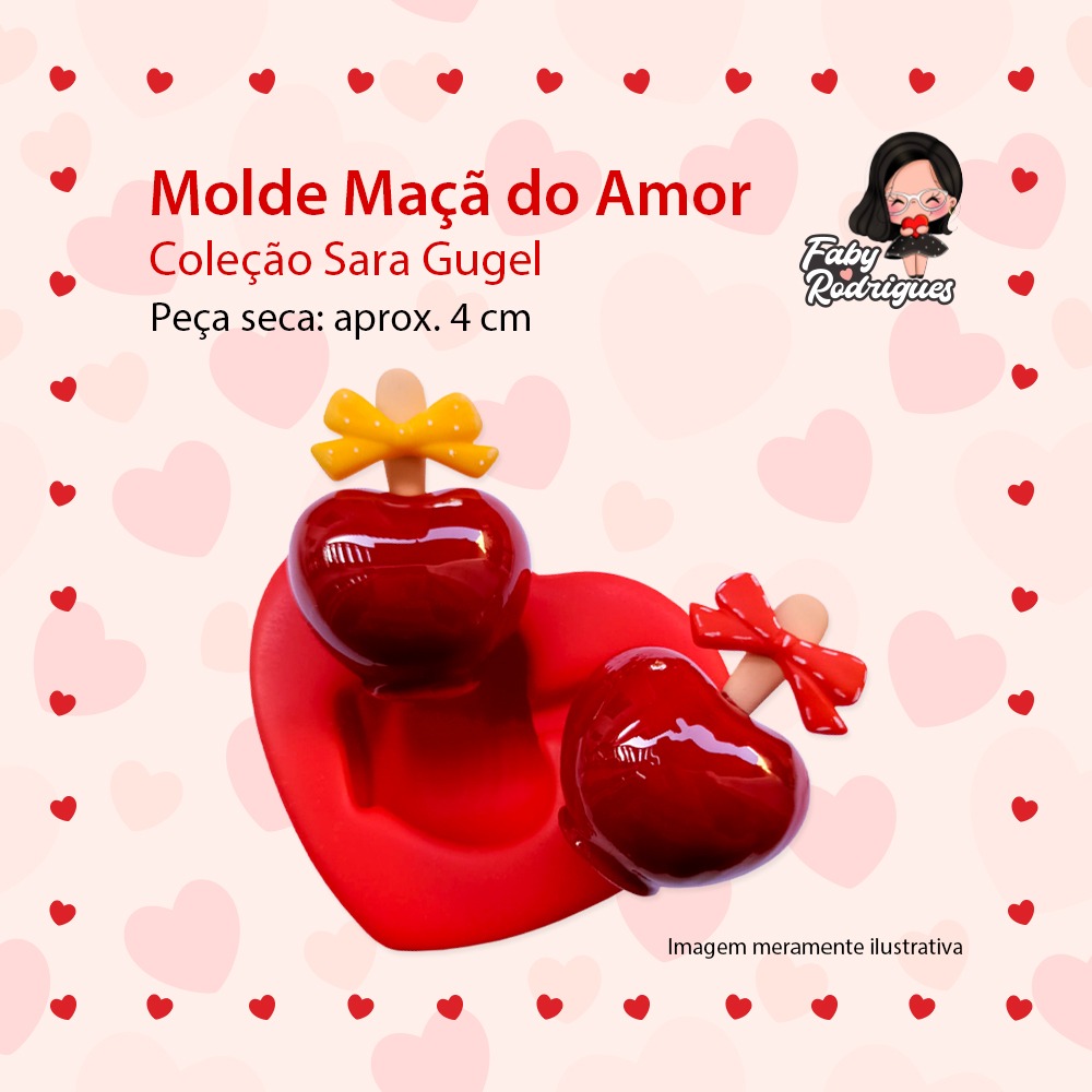 Molde De Silicone Maça do Amor - Sara Gugel