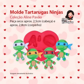 Molde de silicone Tartarugas Ninjas - Aline Pavão