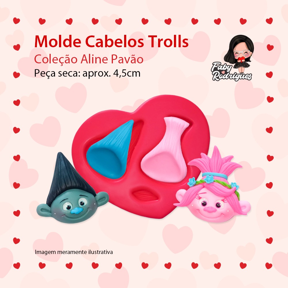 Molde de silicone Cabelos Trolls - Aline Pavão